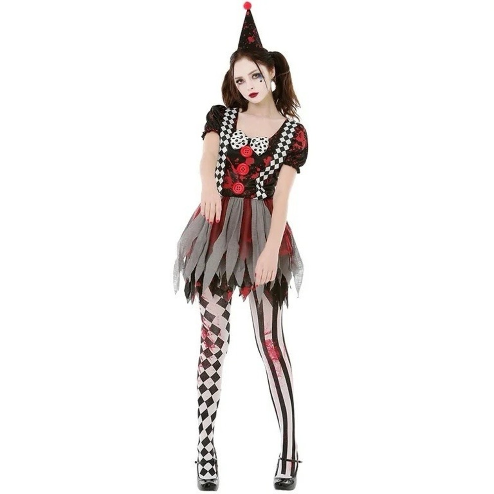 Hauntlook Adult Women's Crazy Clown Halloween Costume Size Medium New In Package